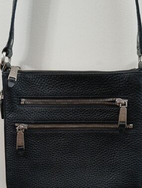 Cole Haan Black Pebbled Leather Crossbody Bag with Silver Hardware